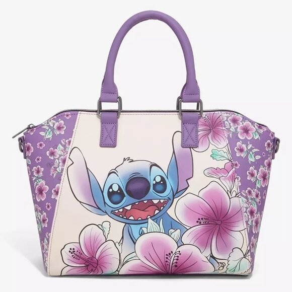 Loungefly Disney Lilo & Stitch Satchel Scrump Floral Handbag Purse Crossbody Bag - Picture 1 of 3